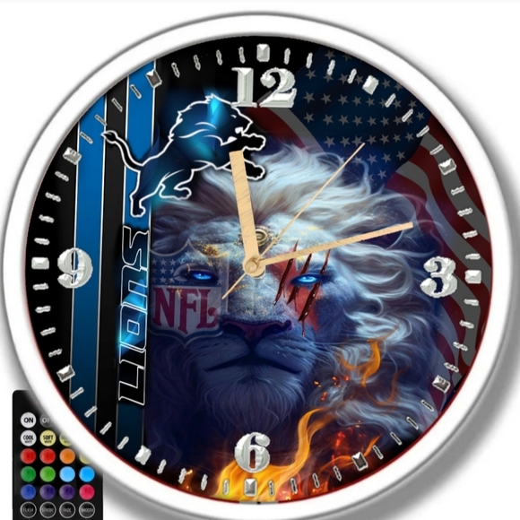 Detroit Lions led lights clock personalized - Picture 2 of 4